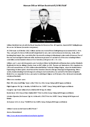 A preview of a PDF biography for Beckthold, William